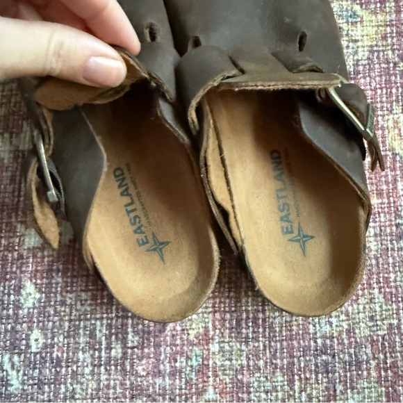 Eastland Dark Brown Leather Slip-On Clog Shoes 6M - Picture 6 of 7